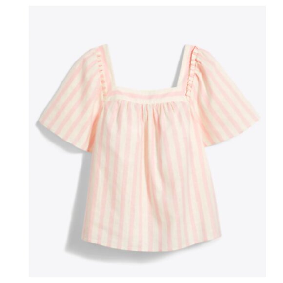 5/$100 SALE - DRAPER JAMES Maren Linen Blend Top in Cabana Stripe - Picture 1 of 9